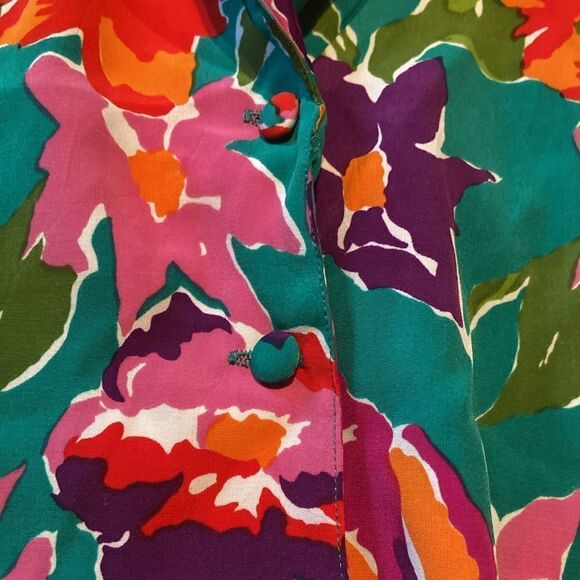 Vintage Gold Label Victoria's Secret Green Floral Top Medium - Picture 4 of 8